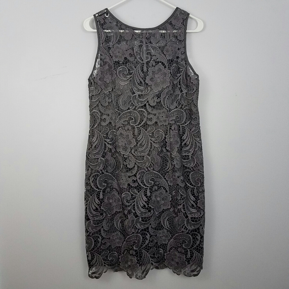 Adrianna Papell Gray Lace Dress 12P